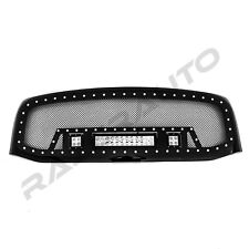 Rivet Black SS Mesh Grille+Black Shell+3x LED Lights for 06-08 Dodge RAM 1500 picture
