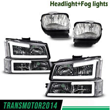 Fit For 03-06 Chevy Silverado Avalanche LED DRL Clear Headlights+Fog Lights New picture