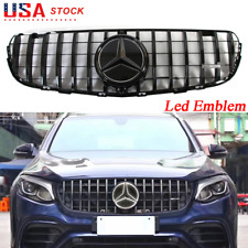 Black GT R Grille for 2016-19 Mercedes X253 W253 GLC300 Front Grill W/Led Emblem picture
