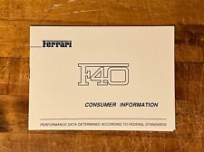 Ferrari F40  Consumer Information | Booklet | (594/90) | New Old Stock| Original picture