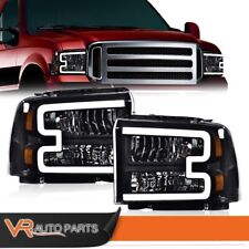 FIT FOR 2005-2007 FORD F350 F450 F550 SUPER DUTY LED DRL BAR HEADLIGHTS BLACK picture