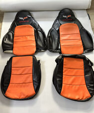 Corvette C6  2005-2011 Synthetic Leather Black & Orange Seat Covers  picture