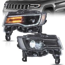 VLAND Full LED Headlights For 2014-22 Jeep Grand Cherokee Blue DRL Start-up Pair picture