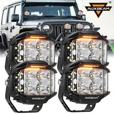 4X AUXBEAM LED PODS LIGHTS DRIVING COMBO BEAM SIDE SHOOTER W/ AMBER DRL FOR JEEP picture