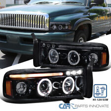 Fit 1994-2001 Dodge Ram 1500 2500 3500 LED Halo Projector Headlights Lamps Smoke picture
