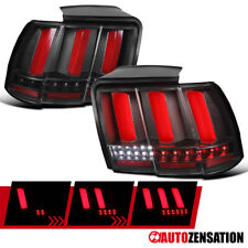 Fit 1999-2004 Ford Mustang Black Red Sequential LED Tail Lights Rear Lamps 99-04 picture