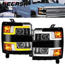 HECASA For 2015-19 Chevy Silverado 2500 3500 Sequential LED Projector Headlights picture