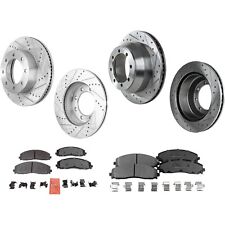 Disc Brake & Pad Kit For 13-2022 Ford F-250 Super Duty Front Rear Cross-drilled picture