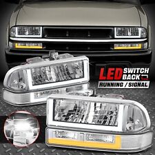 [Switchback U-LED DRL Signal] For 98-04 Chevy Blazer S10 Headlights Chrome/Clear picture