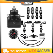 Universal Adjustable Fuel Pressure Regulator Kit Oil 0-100psi Gauge -6AN Black picture