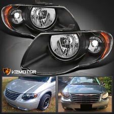 Black Fits 2005-2007 Chrysler Town & Country Headlights Lamp Left+Right 05 06 07 picture