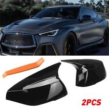 Rear Glossy Black M3 Style Side Mirror Cover Cap For Infiniti Q50 Q60 2014-2021 picture