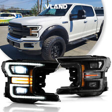 VLAND 2xFull LED Headlights Black Housing For 2018-2020 Ford F150 Front Lamps picture