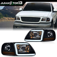 Fit For 97-04 F150 Expedition LED Tube Headlights & Corner Parking Lights Smoked picture
