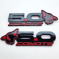 Red Howling Coyote 5.0 Fender Emblems Fits 15-23 Mustang, F150, Coyote Swap picture