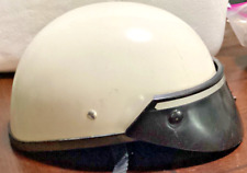 Vintage Half Helmet White Open Face Snap-on Visor picture