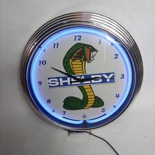 Ford Shelby GT350 GT500 Cobra Snake Mustang Blue Light Up Neon Clock Chrome Trim picture