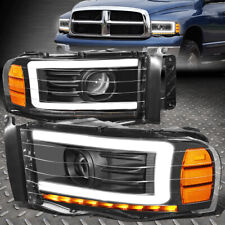 [LED DRL]FOR 02-05 DODGE RAM AMBER SEQUENTIAL TURN SIGNAL PROJECTOR HEADLIGHTS picture