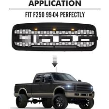 For 1999-2004 Ford F250 F350 Super Duty Grill Matte Black Grill W/Letters & LED picture