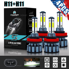 4PCS 4 Sides H11 LED Headlight High Low Beam Bulbs 1800W 216000LM 6000K White picture