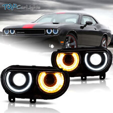 VLAND 1Pair LED Headlights Projector For 2008-2014 Dodge Challenger Front Lamps picture