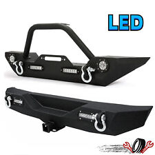 Rock Crawler Front/Rear Bumper Winch Plate LED D-Ring For 07-18 Jeep Wrangler JK picture