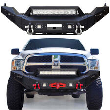 For 2013-2018 Dodge RAM 1500 Steel Texture Black Front Bumper w/4xLED Lights picture