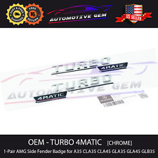 OEM TURBO 4MATIC Fender AMG Emblem Chrome Logo Badge Mercedes A35 CLA45 GLA45 picture