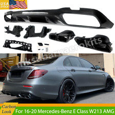 Carbon Look Rear Diffuser w/Tailpipe For 2016-20 Mercedes Benz W213 E350 E63 AMG picture