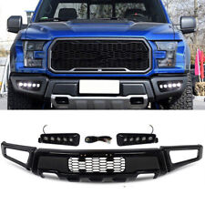 Front Bumper Assembly w/LED DRL Raptor Style For 2015-2017 Ford F150 Black Steel picture