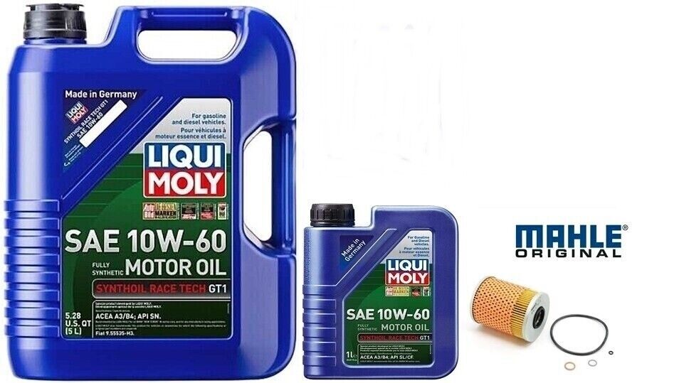 ★  6L Liqui Moly 10W-60 Race Tech GT1 Synthetic Oil Change Kit E46 BMW M3 S54 ★