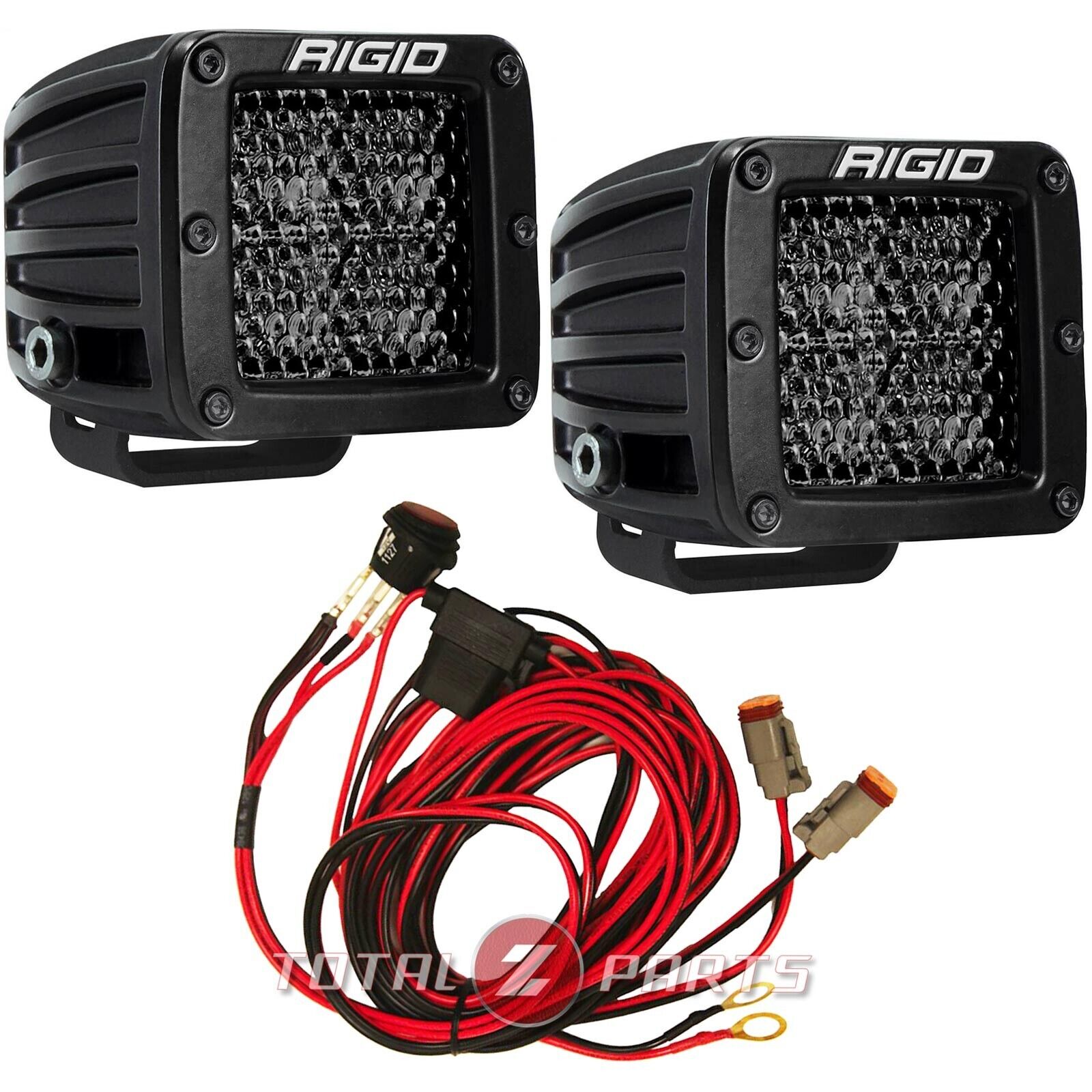Rigid® D-Series Pro Spot Diffused Midnight LED Light Pods Pair w/Harness