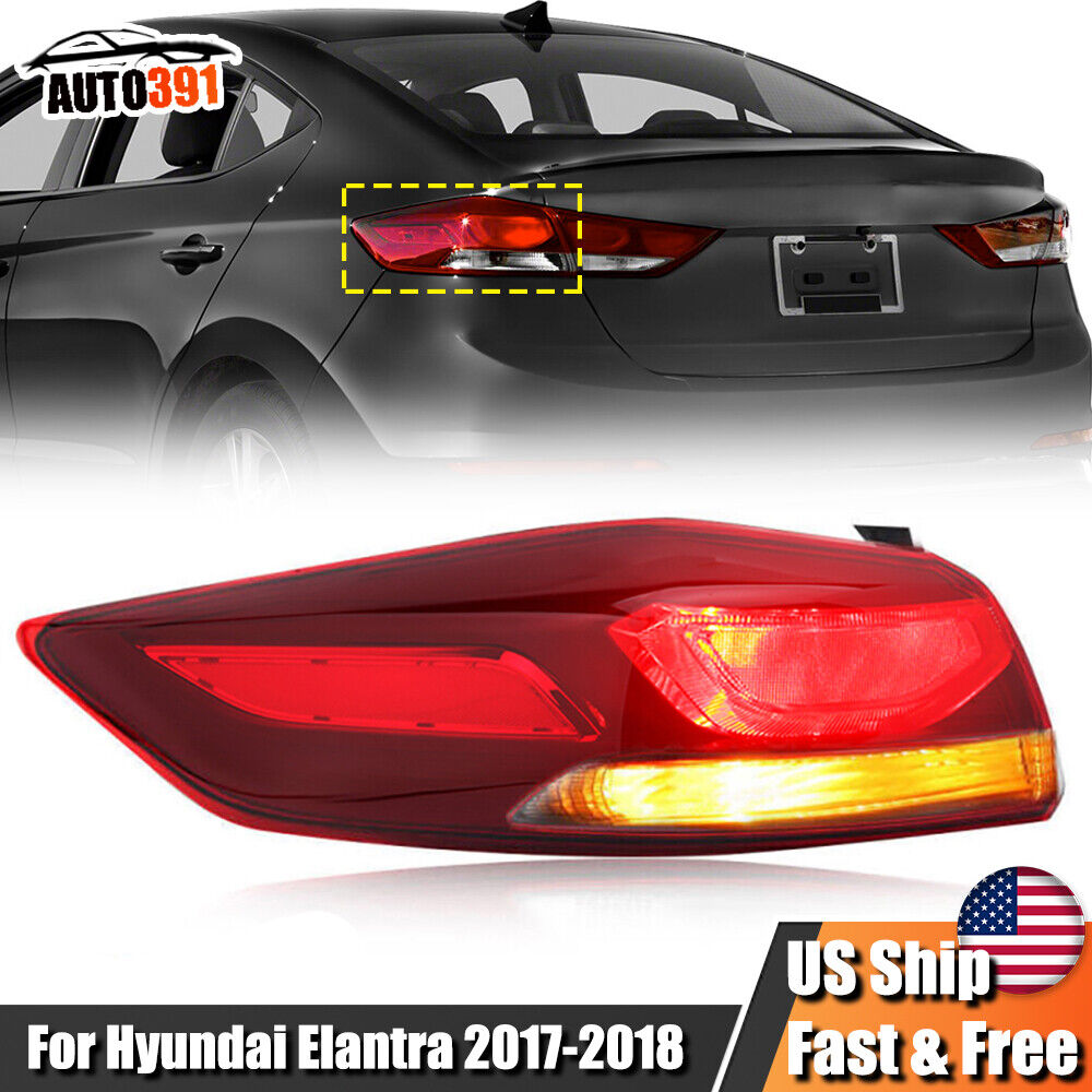 Outer Left Driver Tail Light For Hyundai Elantra 2017 2018 Rear Lamp New Halogen