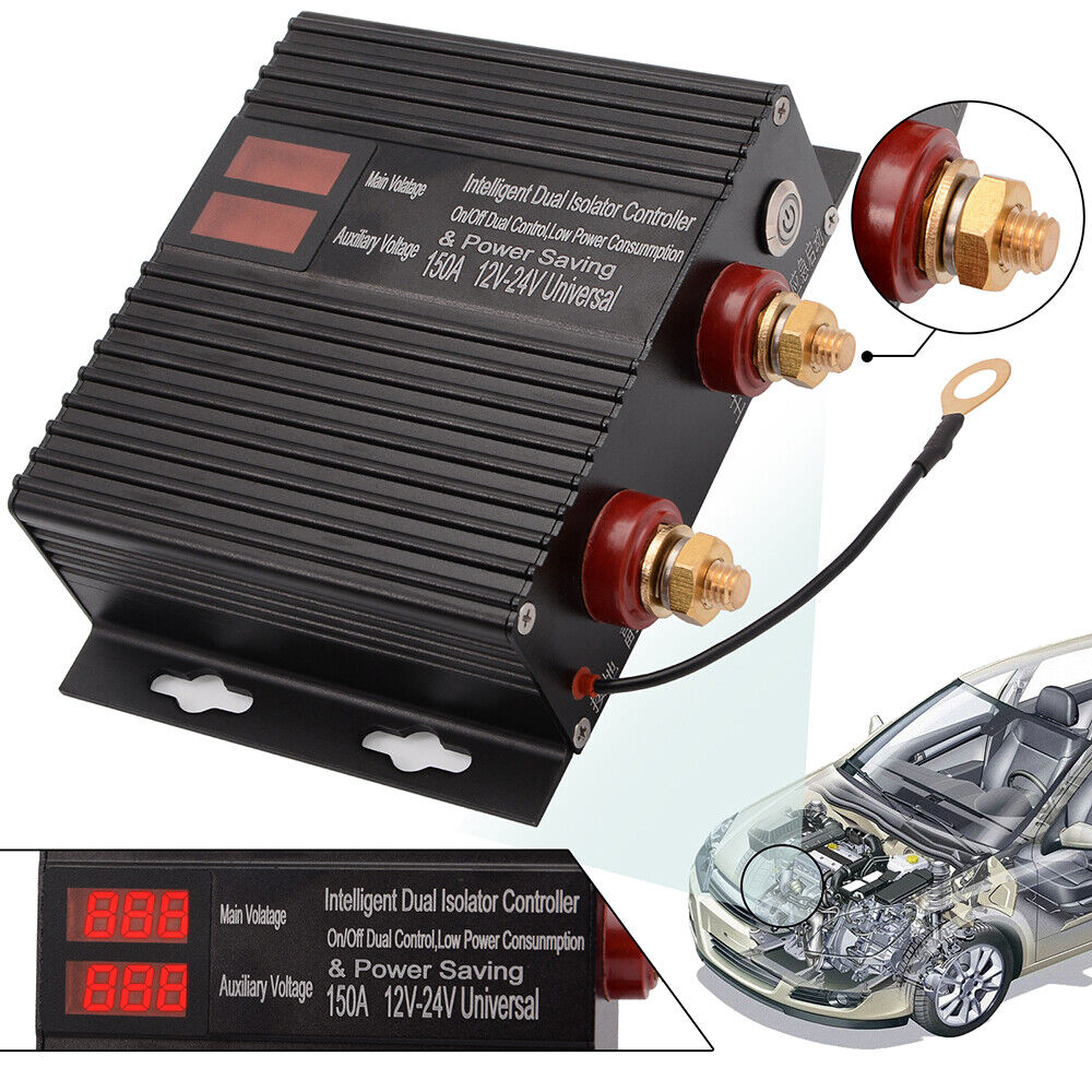 150 Amp Dual Battery Charge Isolator 12V 24V Smart Voltage Sensitive Relay USA