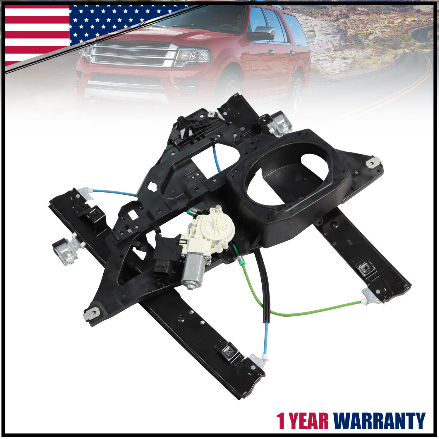 Front Driver Left Window Regulator W/Motor For Ford Expedition Navigator 8-Pin