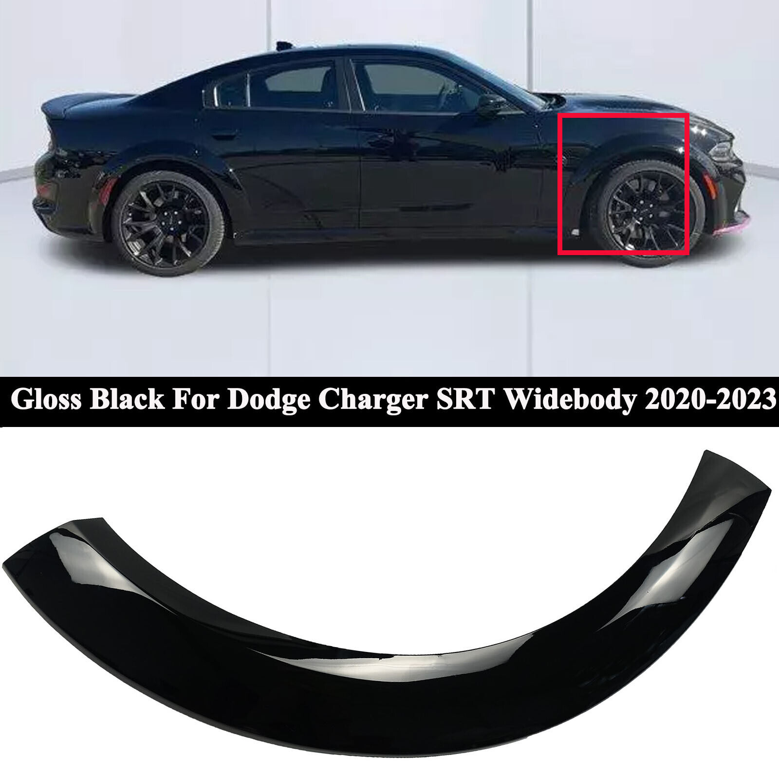 For Dodge Charger SRT Widebody 2020-2023 Front Right Fender Flare Gloss Black