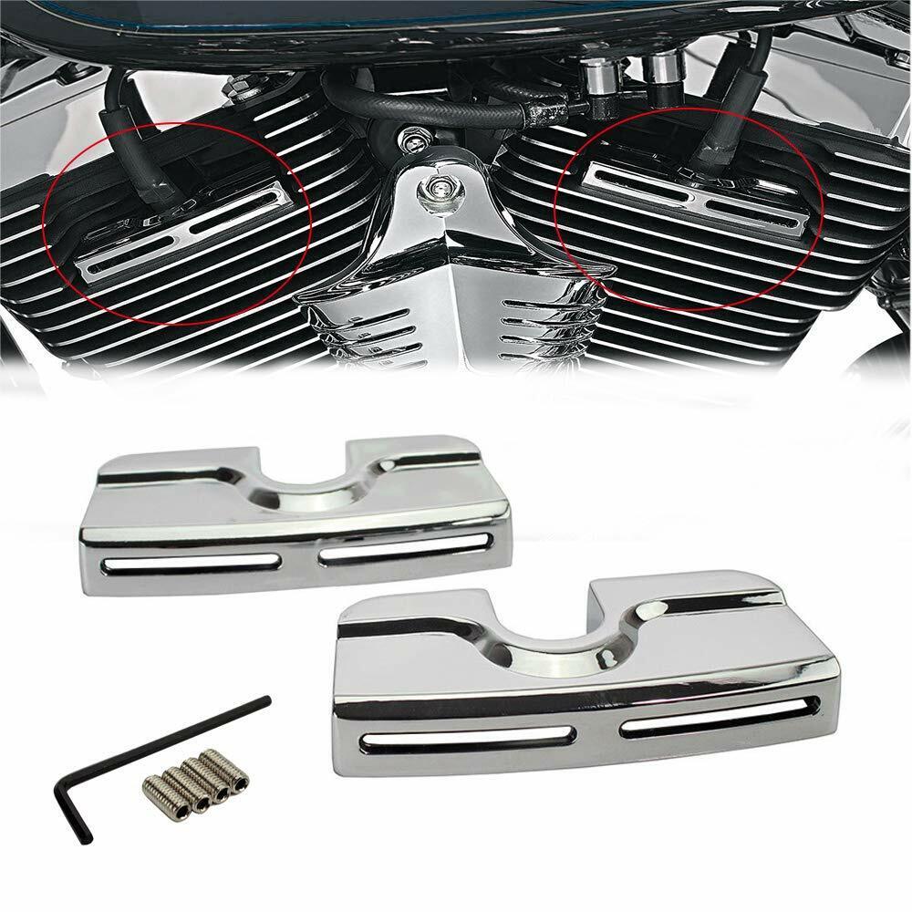 Chrome Spark Plug Head Bolt Covers for Harley Dyna Softail Twin Cam 1999-2017