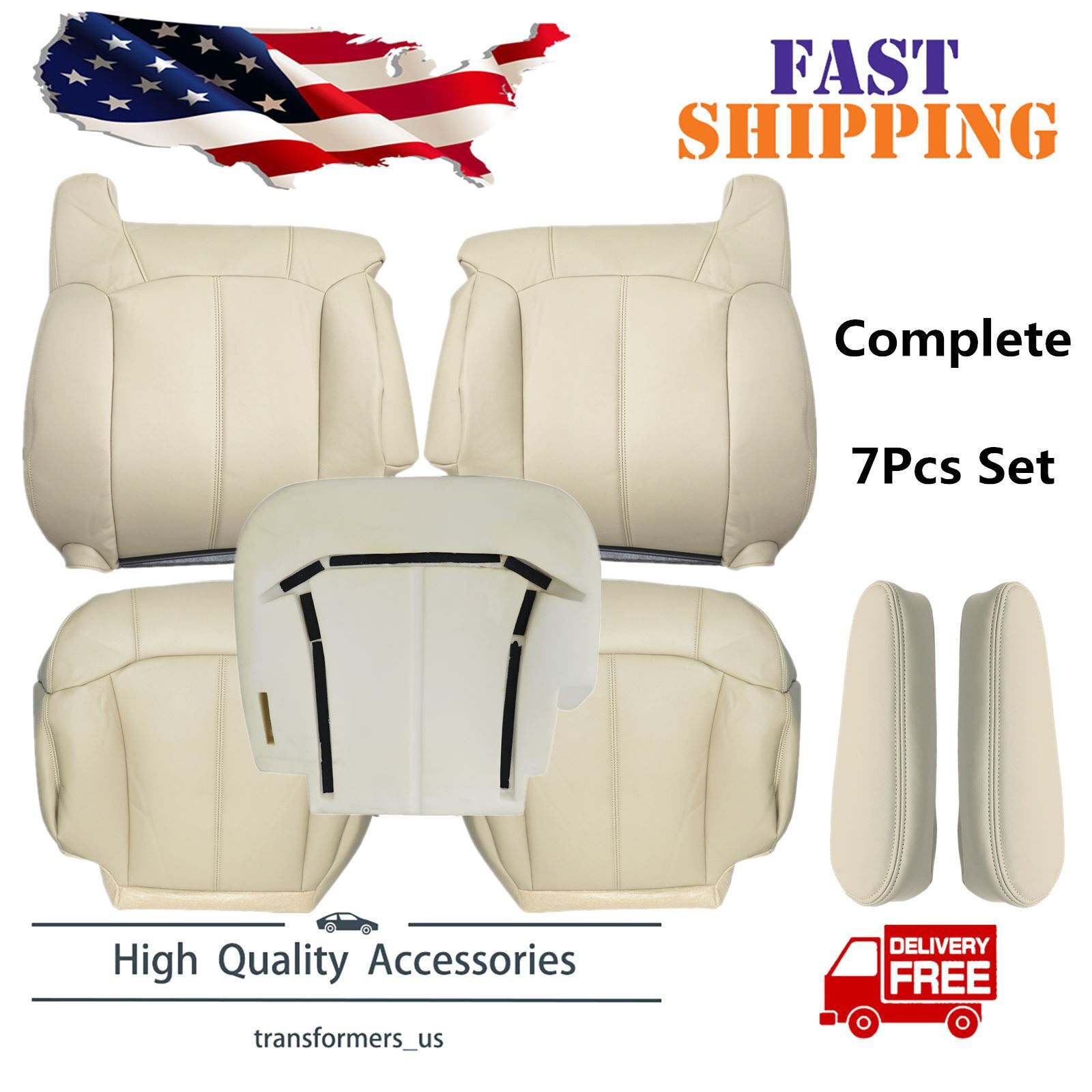 For 2000 2001 2002 Chevy Tahoe Replacement Front Seat Cover Light Tan & Foam