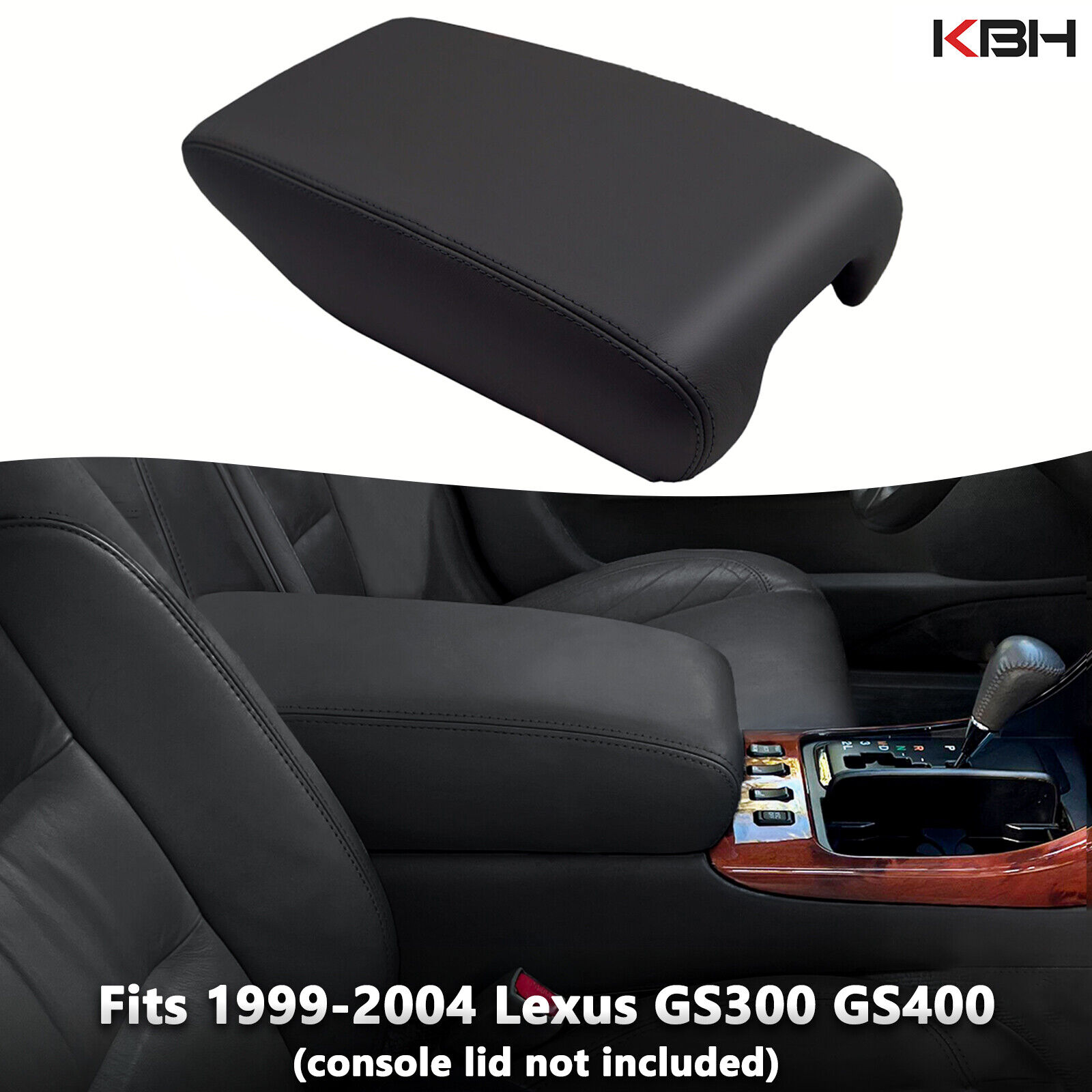 Fit 99-04 Lexus GS300 GS400 GS430 Center Console Lid Leather Armrest Cover Black