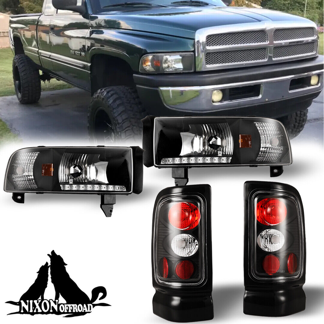 For 1994-2001 Dodge Ram 1500 2500 3500 w/LED DRL Headlights+Clear Tail Lights 