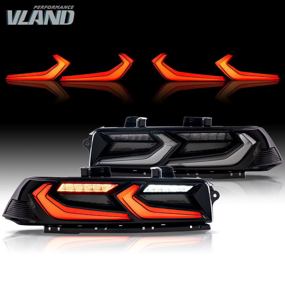 VLAND Smoked LED Tail Lights For 2014-15 Chevrolet Chevy Camaro Rear Brake Lamps