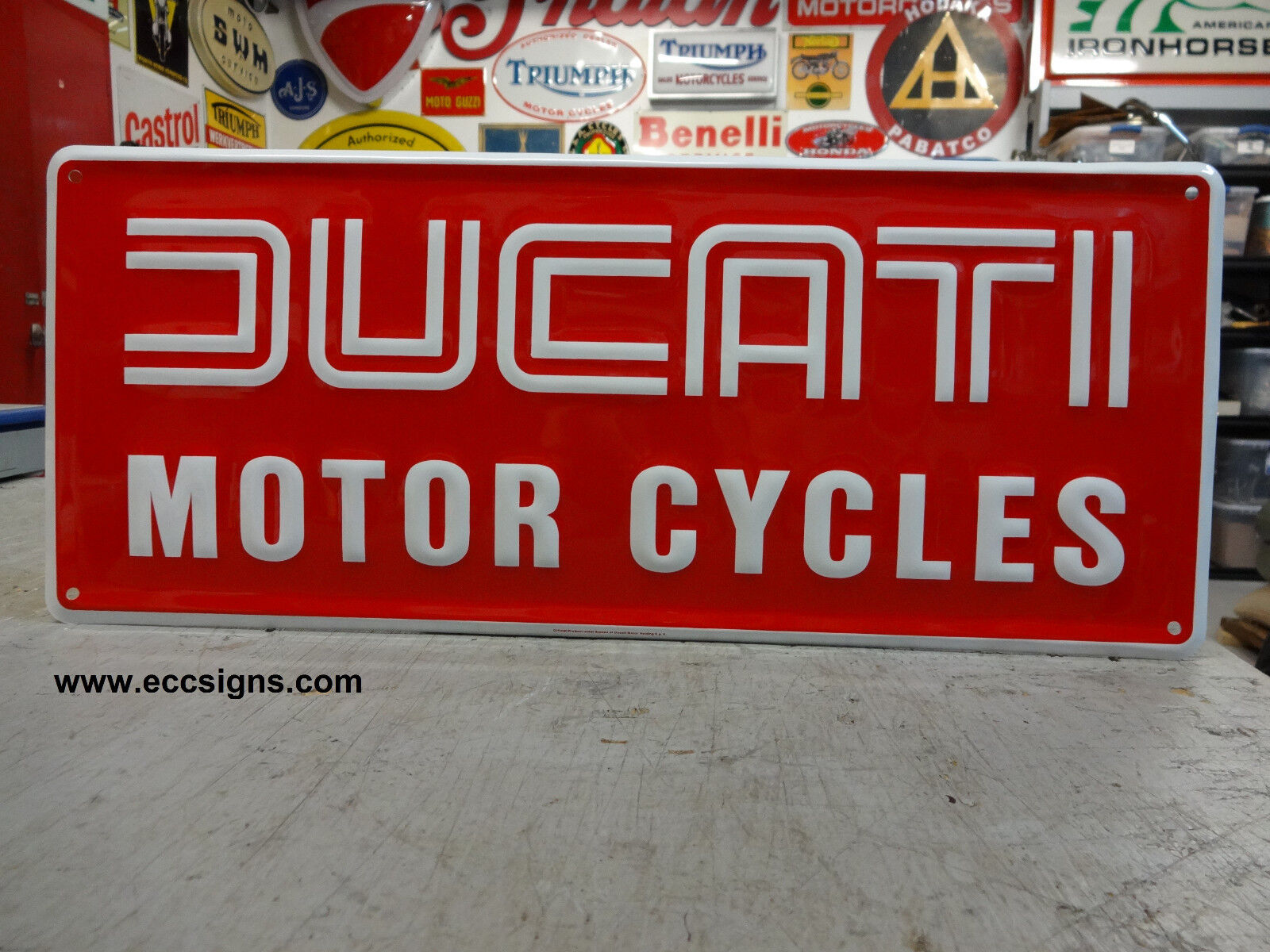 DUCATI  MOTORCYCLE RED EMBOSSED SIGN  EC0012 PARTS & ACCESSORIES