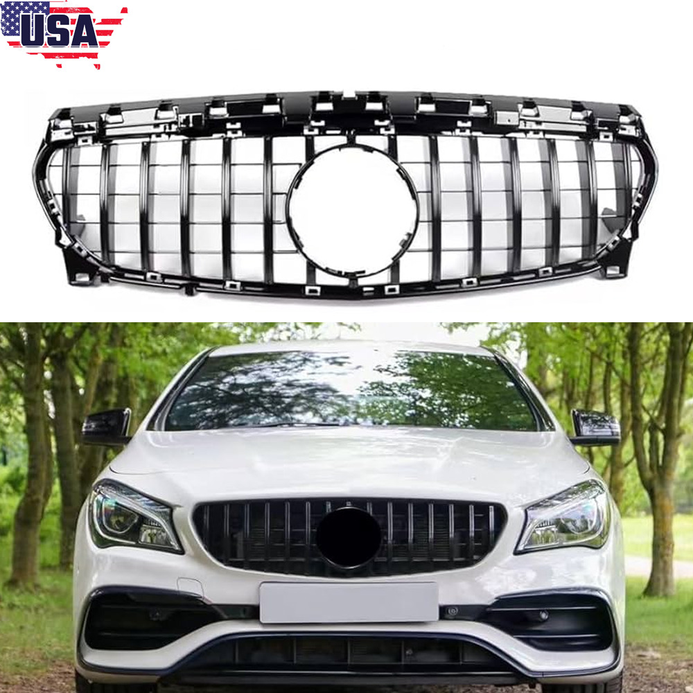 Black GT R Grille Grill For Mercedes C117 W117 CLA250 CLA200 CLA180 2013-2019