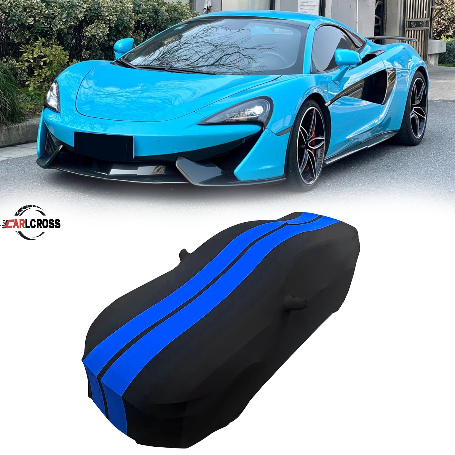 For McLaren 570S Indoor Car Cover Satin Stretch  Blue/Black dustproof A+