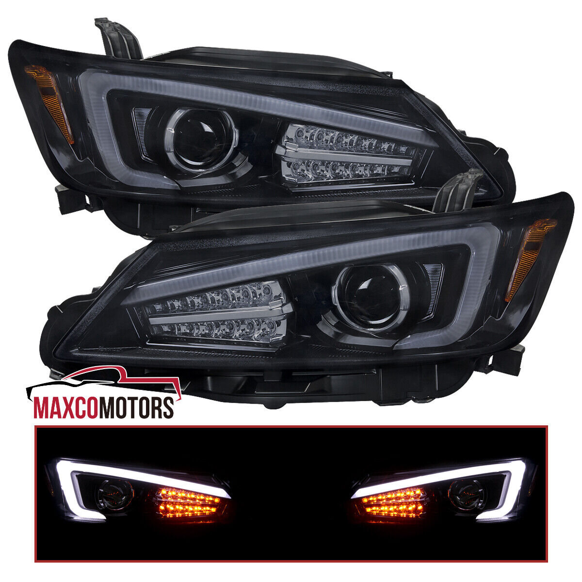 Smoke Projector Headlights Fits 2011-2013 Scion tC LED Bar Signal Lamps 11-13