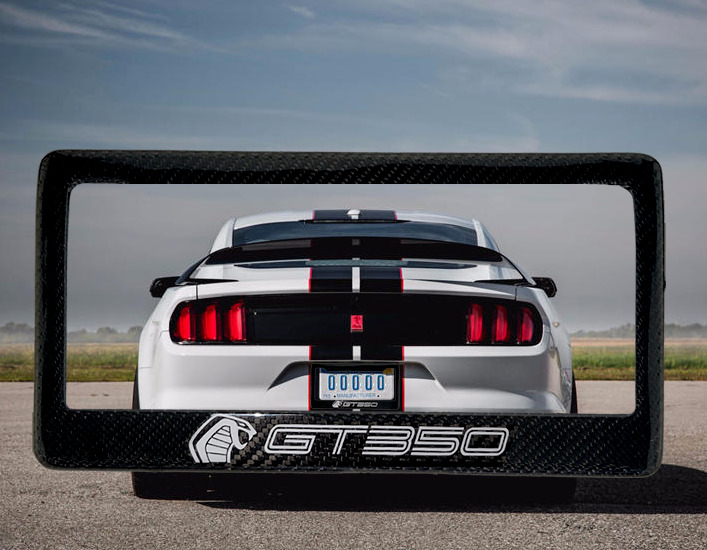 Shelby GT350 Mustang Real 3K Black 100% Carbon Fiber License Plate Frame 