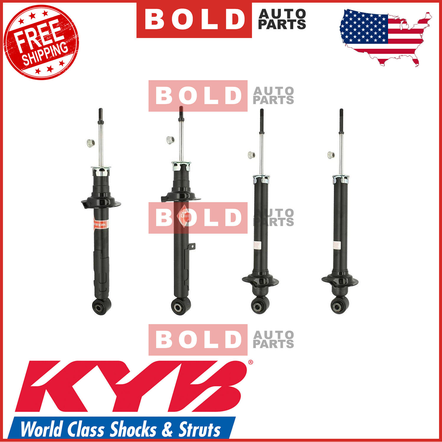 KYB Gas-a-Just Front & Rear Struts Set of 4 For LEXUS GS300 2006 GS350 07-11 RWD