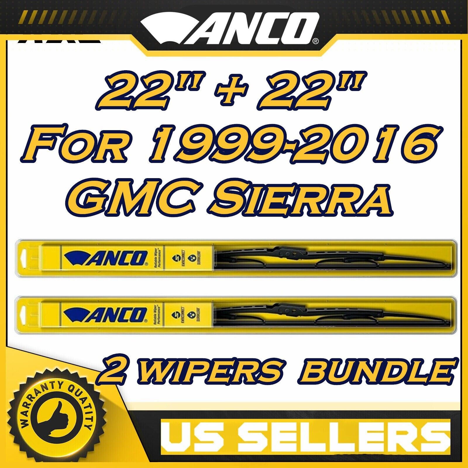 For 1999-2016 GMC Sierra - 35220x2 All Weather ANCO Wiper Blades 2pk Premium