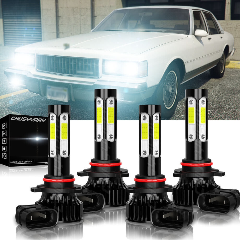 For Chevrolet Caprice 1987-1989 1990 6000K LED Headlight High & Low Beam Bulbs