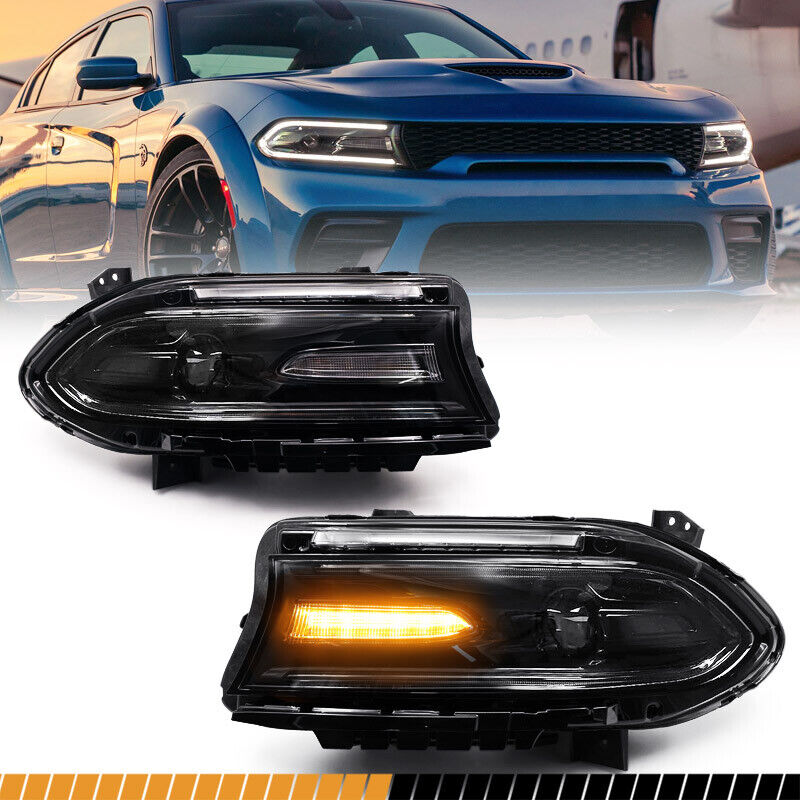 Pair For 2015-2023 Dodge Charger HID Xenon w/LED DRL Headlights Headlamps LH+RH